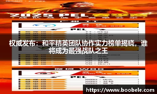 权威发布：和平精英团队协作实力榜单揭晓，谁将成为最强战队之王
